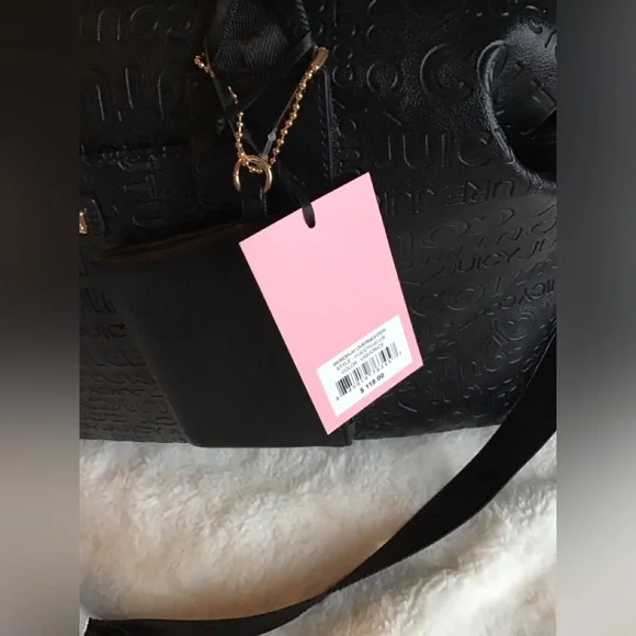 NEW Juicy Couture Black Liquorice Wordplay Overnighter with mini coin/card purse
